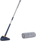 Mop de limpeza triangular Limpador de parede triângulo flexível com alça longa Mop de pó de microfibra C/ 2 Refil