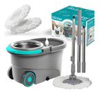 Mop Esfregão Giratório Balde Inox 16 Litros 2 Refis Glinter Cinza