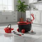 Mop Esfregão Giratório Perfect Inox com Balde e Rodas 360 Completo