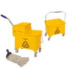 Mop Espremedor Carrinho Flex Com Refil e Garra Base Cinza 20L Profissional