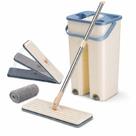 Mop Flat Esfregão com Balde Duplo Lava e Seca Rodo Mágico Microfibra Cabo Extensível Inox Limpeza de Piso