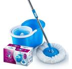 Mop Giratório 360 Balde 8L Esfregão Limpeza Azul Mop Giratório 360 Balde 8L Esfregão Limpeza Azul
