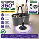 Mop Giratório 360 Com Balde 9l Centrifuga Inox Esfregão Com 2 Refis Cabo Flash Em Casa Tem