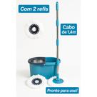 Mop Giratório 360º com Balde Inox + 2 Refis 14L Esfregão Limpeza Rápida Profunda Produto:Mop Completo + 2 Refis