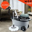 Mop Giratório Com Cesto Em Inox Cinza - Cabo 150cm - Completo - NL