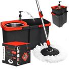 Mop Giratório Esfregão Balde Duplo Cesto Centrífuga Aço Inox Dispenser Limpeza Pesada Faxina Piso Chão Lavanderia Casa Apartamento Escritório