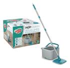 Mop Giratório Flash Limp Cinza E Verde Microfibra Água Limpa Inox