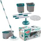 Mop Giratorio Flash Limp Limpeza Profissional 2 Baldes Centrifugador Inox Esfregão Extensivo