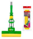 Mop Rodo Esponja Absorvente Com Cabo Extensor + Refil Extra