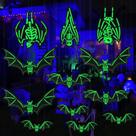 Morcegos brilhantes pendurados, decoração de Halloween, HOMEBROS, 12 unidades