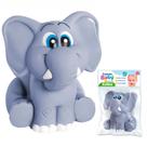 Mordedor Bebê 3 Meses Elefante Brinquedo Sensorial Vinil Macio Animais Bichinhos Da Savana Cinza