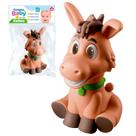 Mordedor Massageador Bebê 3 Meses Burrinho Brinquedo Vinil Macio Animais Bichinhos Da Fazenda Marrom
