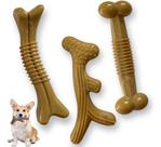 Mordedor Osso Resistente para Cães Cachorros Maciço Fibra De Trigo Sabor Bacon