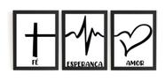 Mosaico 3 Quadros Fé Esperança E Amor Minimalista