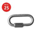 Mosquetão Oval C/ Trava Rosca 8x76mm Aço Galvanizado 25 Pç