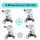 Mosquiteiro De Carrinho Universal Portatil 1,00m X 1,10m Carrinho, bebe conforto e cadeirinha Quantidade:4 MOSQUITEIROS