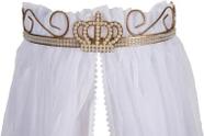 Mosquiteiro de Voil Berco Com Dossel Dourado Rococo Coroa