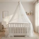 Mosquiteiro para Berço com Pompom Tule Padrão Nacional e Americano Cor:Branco Mosquiteiro para Berço com Pompom Tule Padrão Nacional e Americano Cor:Branco