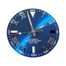 Mostrador Azul Sunburst De 29mm Estilo Wimbledon Com Números Romanos Para Movimento NH35, NH36, NH38