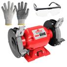 Moto Amolador Esmeril Potente para Afiar Motor De 1HP Bivolt com 2 Pedras Kit Oculos e Luvas