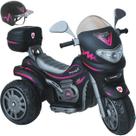 Moto Eletrica Biemme Sprint Turbo 12V com Capacete Preta Girl Moto Eletrica Biemme Sprint Turbo 12V com Capacete Preta Girl