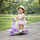 Moto Elétrica Infantil com Empurrador 2 em 1 Mini Scooter 6V Farol LED Som USB MP3 Motoquinha de Brincar com Haste Guia para Pais Carrinho de Passeio