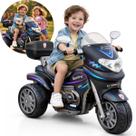 Moto Elétrica Infantil Passeio Triciclo Rosa Menina 12v Com Capacete Sprint Turbo Power Preta Suporta Até 45 KG