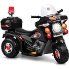 Moto Eletrica Infantil Policia Shiny Toys Motorcycle 6V Preta