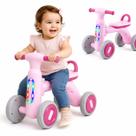 Motoca Infantil Rosa Bike Sem Pedal 4 Rodas Luz Integrada Para Bebês Meninas 12M+ Suporte até 25 kg