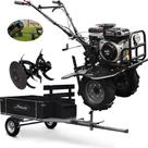 Motocultivador à Gasolina 4T 7,0 HP 212CC TT90R-XP-U 701-012 TOYAMA + Carreta Basculante Tobatta para Motocultivadores 1300 R8 Preta MAQUINAFORT