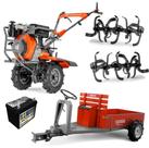 Motocultivador Diesel Husqvarna TF545DE e Carreta 4x4 Com Direção