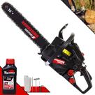 Motor Serra Profissional Kawashima KCS400E À Gasolina 37cc Motor 2T de Alta Potência, Rotação e Performance Motosserra Com Sabre 16' Carcaça de Alumínio e Sistema Antivibração + ÓLEO TOYAMA FG50 2T