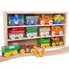 Motores de trem e carros de madeira Orbrium 12 (18 unidades) com animais