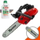 Motosserra À Gasolina Toyama TCS25X 1,14HP de Potência 25,4cc 12.000rpm Motor 2T Com Sabre 12 Ponta Rolante e Corrente Oregon 22 Dentes Leve e de Fácil Manuseio + ÓLEO STIHL 2 TEMPOS