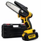 Motosserra Elétrica Portatil 6 Polegadas 48V Profissional Poda Arvores Jardim Galhos Com Maleta E Acessórios
