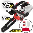 Motosserra Potente Kawashima KCS-260P À Combustão 2 Tempos 25,4cc Com Corrente 45 Elos Para Cafezais