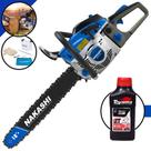 Motosserra Profissional Nakashi NCS500 À Gasolina 2T 49,3cc Sabre 18' Corrente 28 Dentes Com Sistema Antivibração, Carcaça de Magnésio, Vela NGK e Carburador Walbro + 1 ÓLEO TOYAMA 2T