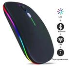 Mouse Bluetooth Sem Fio Recarregável Ergonômico LED RGB 1600DPI Silencioso