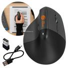 Mouse Bluetooth Sem Fio Wireless Vertical Ergonômico Recarregável Silencioso 6 Botões Grafite DM4