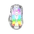 Mouse gamer sem fio HXMJ com carcaça transparente de cristal e RGB Mouse gamer sem fio HXMJ com carcaça transparente de cristal e RGB