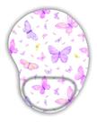 Mouse Pad Com Apoio Borboletas Coquette Rosa