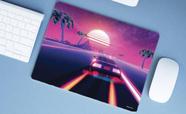Mouse Pad Emborrachado Personalizado Grande Carro Tunado Tunnig Na Praia Pôr de Sol