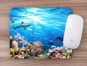 Mouse Pad Emborrachado Personalizado Praia Mar Oceano Peixe