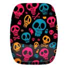 Mouse Pad Ergonomico Caveiras Coloridas Fundo Preto
