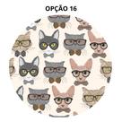 Mouse Pad Gatos Fofos Redondo 19cm Borracha Antiderrapante