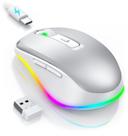 Mouse sem fio Jiggler PEIOUS LED recarregável prateado