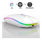 Mouse Sem Fio Recarregável Led Rgb Wirelles Usb (Branco)