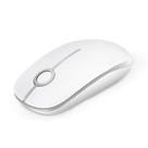 Mouse sem fio Vssoplor 2.4G Slim Portable para PC branco/prata