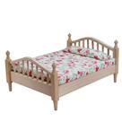 Móveis de casa de bonecas em miniatura, cama de casal de madeira, escala 1:12