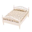 Móveis de casa de bonecas em miniatura, cama de madeira branca, escala 1:12 Móveis de casa de bonecas em miniatura, cama de madeira branca, escala 1:12